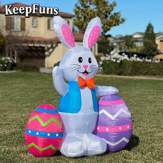 KeepFuns Easter Bunny Egg Inflatable Decoration - Outdoor Lawn Indoor Activity Inflatable Model