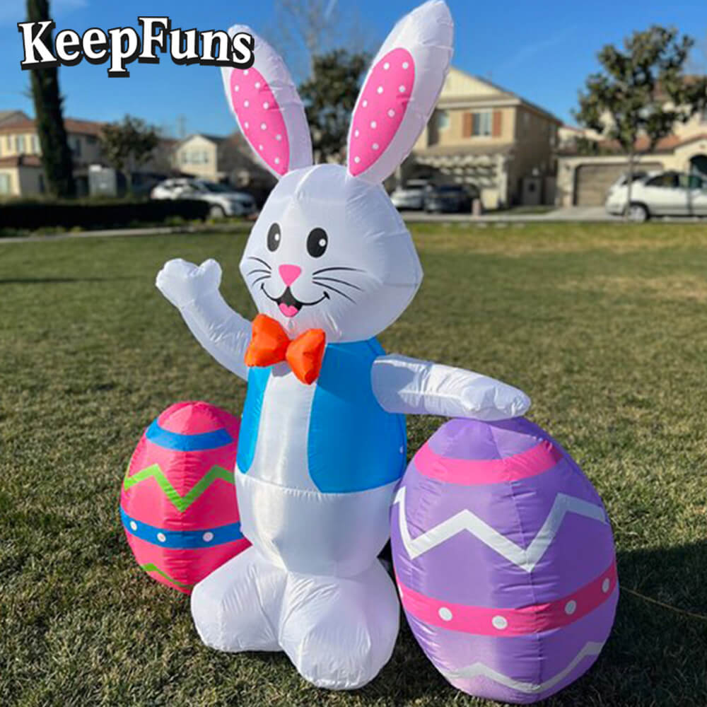 KeepFuns Easter Bunny Egg Inflatable Decoration - Outdoor Lawn Indoor Activity Inflatable Model