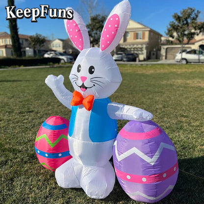 KeepFuns Easter Bunny Egg Inflatable Decoration - Outdoor Lawn Indoor Activity Inflatable Model