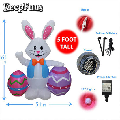 KeepFuns Easter Bunny Egg Inflatable Decoration - Outdoor Lawn Indoor Activity Inflatable Model