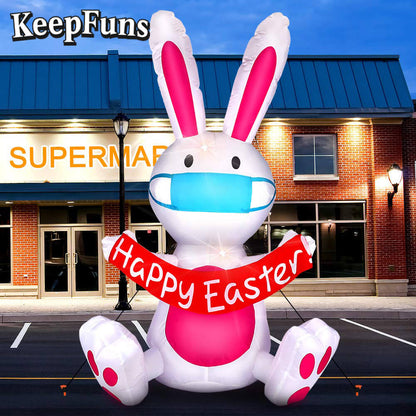 KeepFuns Easter Bunny Inflatable Decoration with Mask - Shopping Mall Outdoor Festival Celebration Inflatable Model