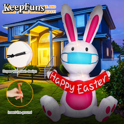KeepFuns Easter Bunny Inflatable Decoration with Mask - Shopping Mall Outdoor Festival Celebration Inflatable Model