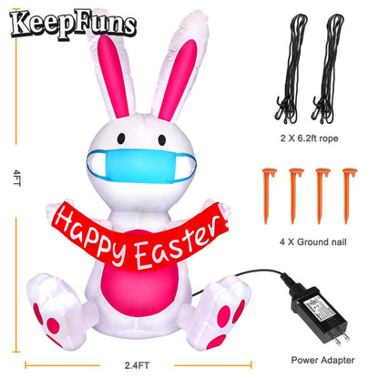 KeepFuns Easter Bunny Inflatable Decoration with Mask - Shopping Mall Outdoor Festival Celebration Inflatable Model