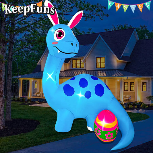 KeepFuns Easter Dinosaur Bunny Ears Inflatable Decoration Outdoor Garden Festival Inflatable Model