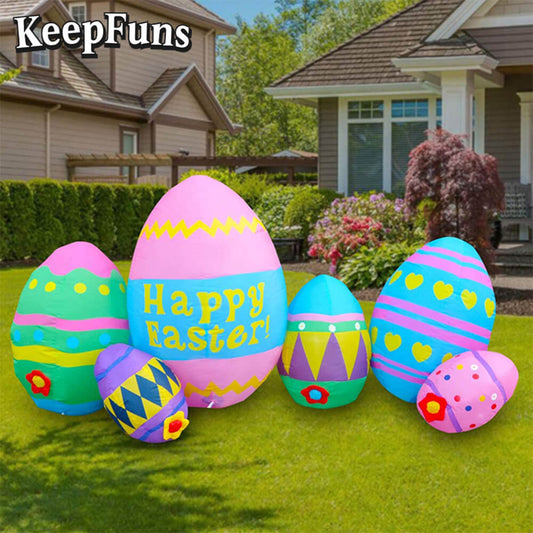 KeepFuns Easter Egg Inflatable Decoration Set - Inflatable Model for Outdoor, Yard and Indoor Holiday Decorations