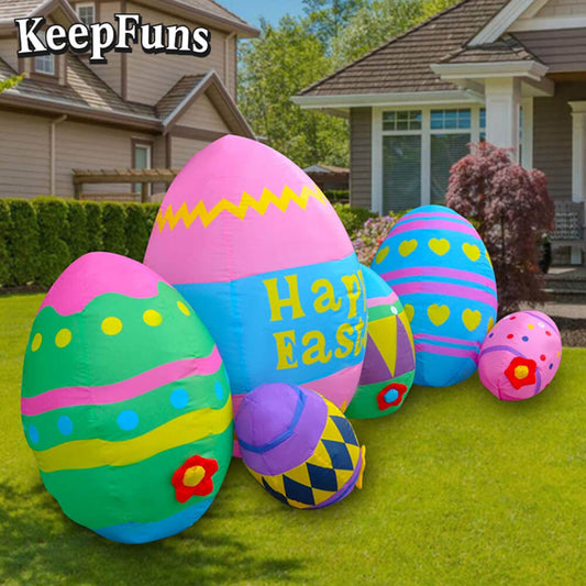 KeepFuns Easter Egg Inflatable Decoration Set - Inflatable Model for Outdoor, Yard and Indoor Holiday Decorations