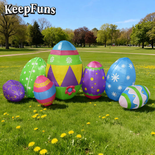 KeepFuns Easter Egg Inflatable Decoration Set - Outdoor Lawn Yard Holiday Decoration Inflatable Model