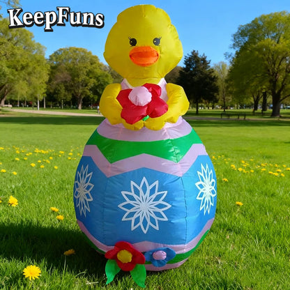 KeepFuns Easter Rubber Duck Egg Inflatable Decoration - Outdoor Garden Festival Celebration Inflatable Model