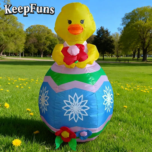 KeepFuns Easter Rubber Duck Egg Inflatable Decoration - Outdoor Garden Festival Celebration Inflatable Model