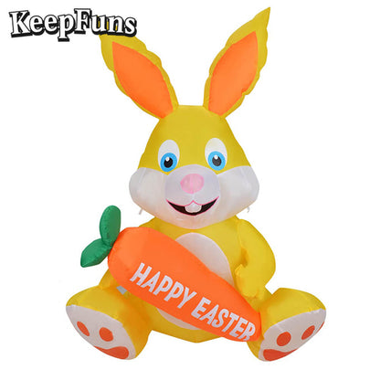 KeepFuns Easter Yellow Bunny Inflatable Decoration - Outdoor, Yard, Indoor Holiday Inflatable Model