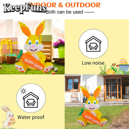 KeepFuns Easter Yellow Bunny Inflatable Decoration - Outdoor, Yard, Indoor Holiday Inflatable Model