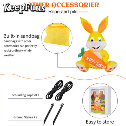 KeepFuns Easter Yellow Bunny Inflatable Decoration - Outdoor, Yard, Indoor Holiday Inflatable Model