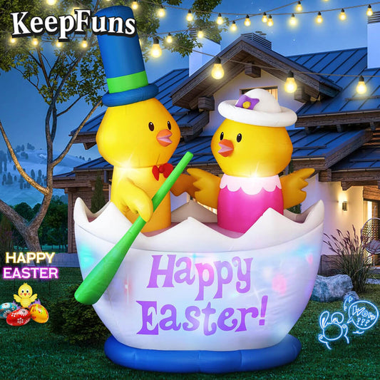 KeepFuns Easter Yellow Chicken Inflatable Decoration Outdoor Garden Indoor Festival Inflatable Model