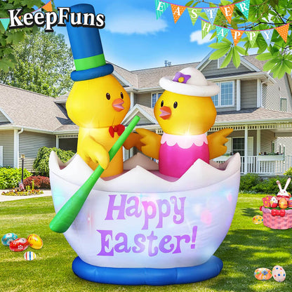 KeepFuns Easter Yellow Chicken Inflatable Decoration Outdoor Garden Indoor Festival Inflatable Model