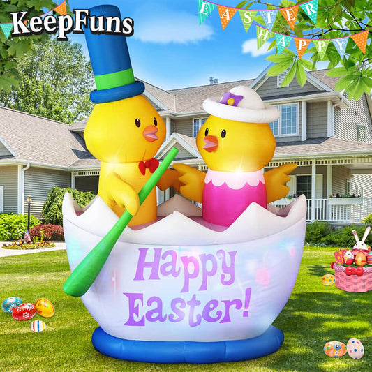KeepFuns Easter Yellow Chicken Inflatable Decoration Outdoor Garden Indoor Festival Inflatable Model
