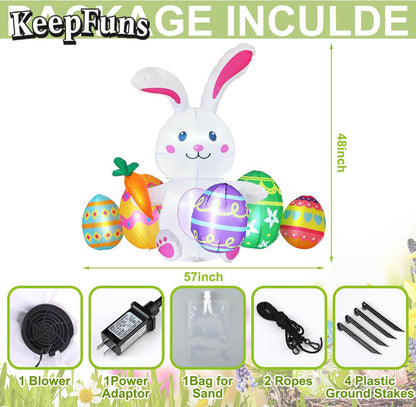 KeepFuns Large Easter Bunny Inflatable Decoration Outdoor Yard Festival Celebration Inflatable Model