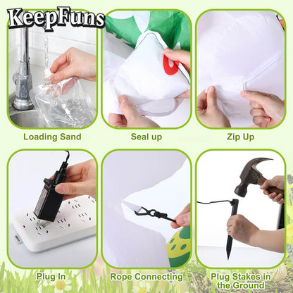KeepFuns Large Easter Bunny Inflatable Decoration Outdoor Yard Festival Celebration Inflatable Model