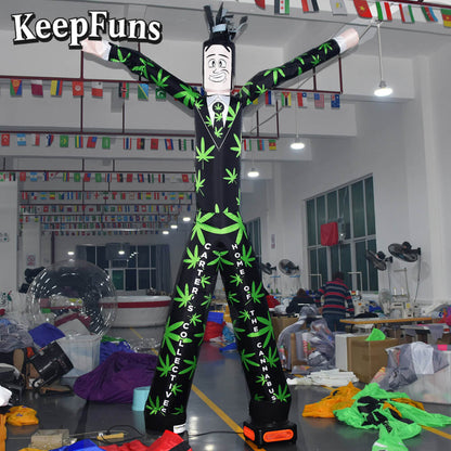 KeepFuns Marijuana Leaf Pattern Humanoid Inflatable Dancer Advertising Model Commercial Activity Drainage Inflatable Model