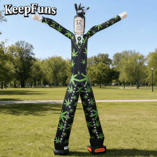 KeepFuns Marijuana Leaf Pattern Humanoid Inflatable Dancer Advertising Model Commercial Activity Drainage Inflatable Model