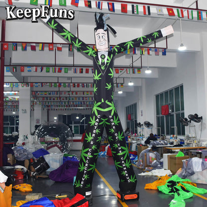 KeepFuns Marijuana Leaf Pattern Humanoid Inflatable Dancer Advertising Model Commercial Activity Drainage Inflatable Model