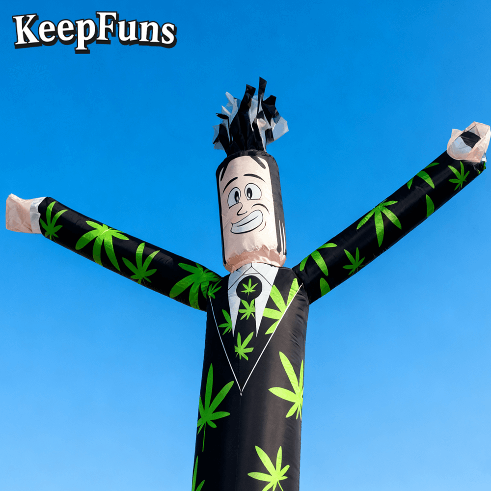 KeepFuns Marijuana Leaf Pattern Humanoid Inflatable Dancer Advertising Model Commercial Activity Drainage Inflatable Model