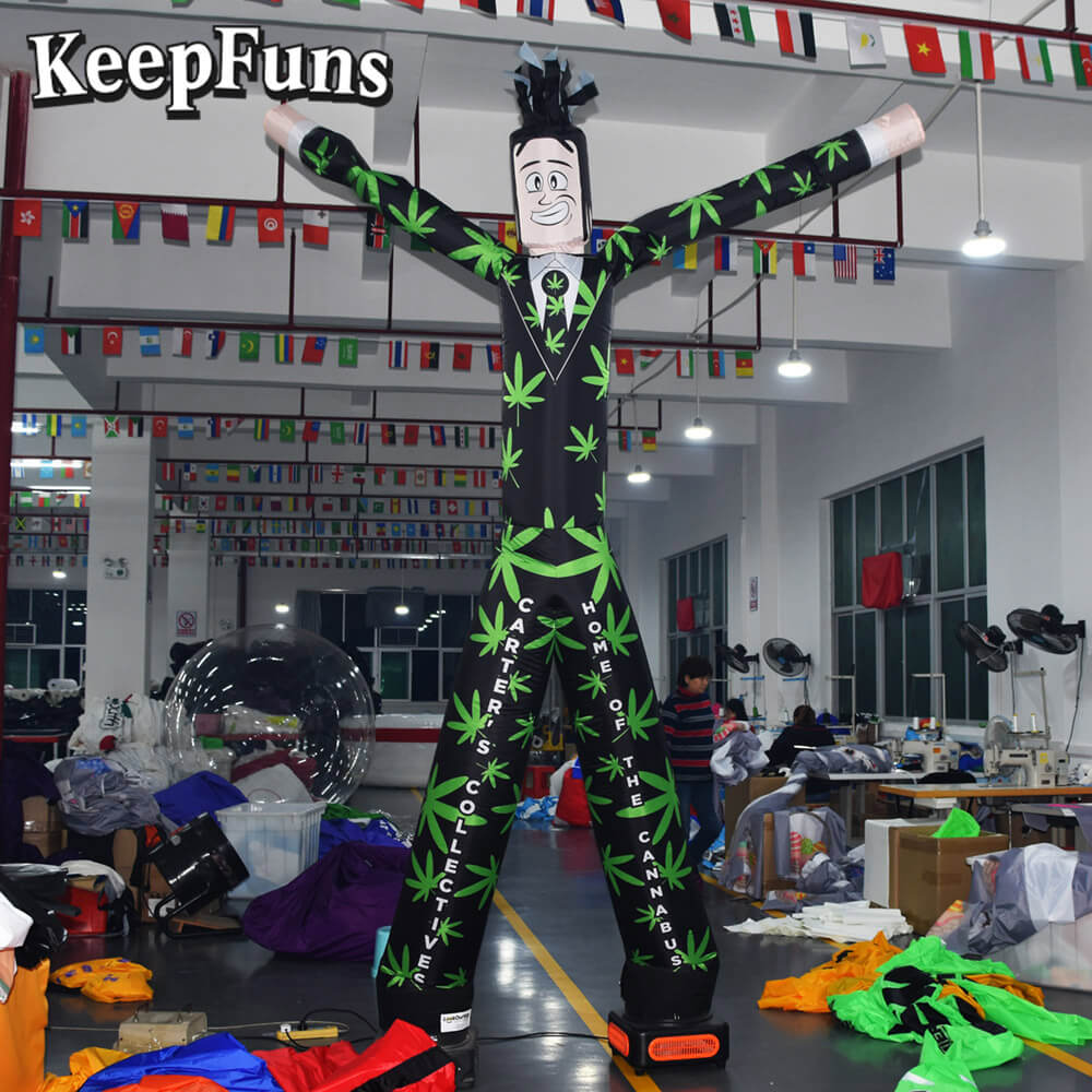 KeepFuns Marijuana Leaf Pattern Humanoid Inflatable Dancer Advertising Model Commercial Activity Drainage Inflatable Model
