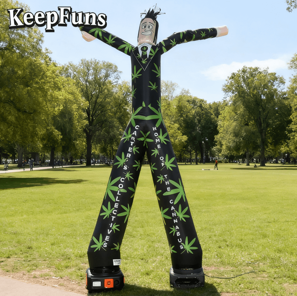 KeepFuns Marijuana Leaf Pattern Humanoid Inflatable Dancer Advertising Model Commercial Activity Drainage Inflatable Model