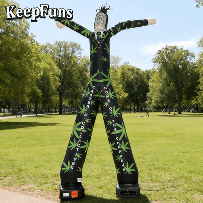 KeepFuns Marijuana Leaf Pattern Humanoid Inflatable Dancer Advertising Model Commercial Activity Drainage Inflatable Model