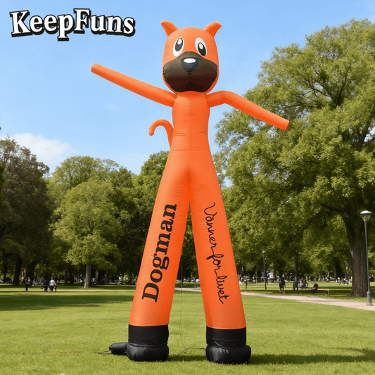 KeepFuns Orange Cute Dog Shape Inflatable Dancer Advertising Model Activity Drainage Inflatable Model Outdoor Promotional Props