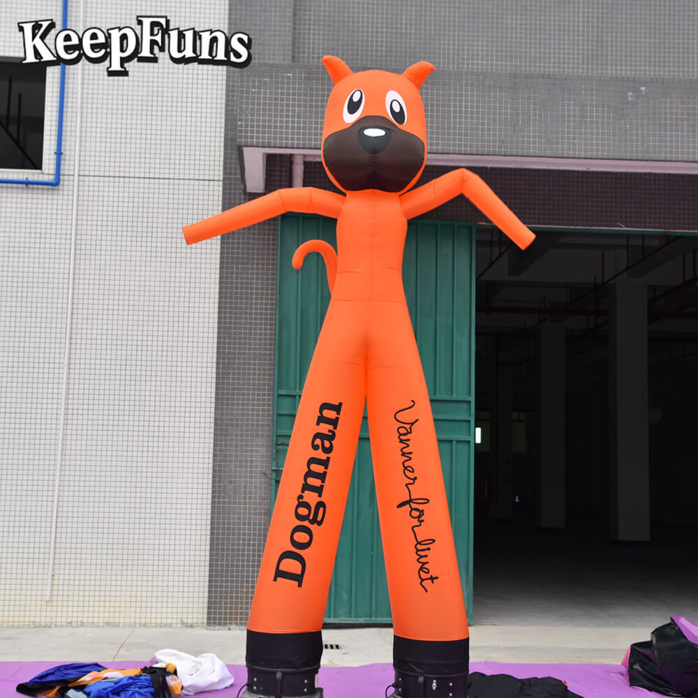 KeepFuns Orange Cute Dog Shape Inflatable Dancer Advertising Model Activity Drainage Inflatable Model Outdoor Promotional Props