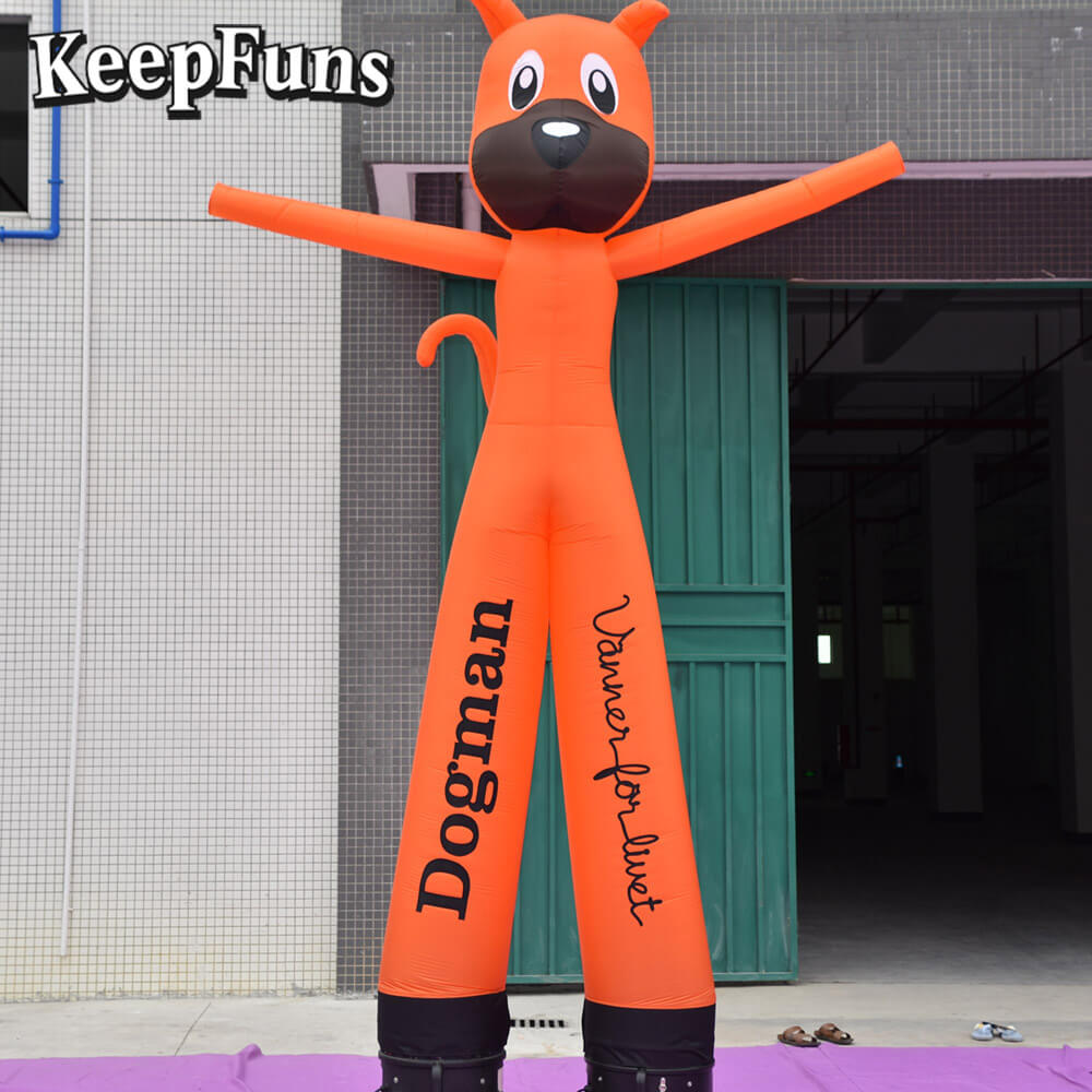 KeepFuns Orange Cute Dog Shape Inflatable Dancer Advertising Model Activity Drainage Inflatable Model Outdoor Promotional Props