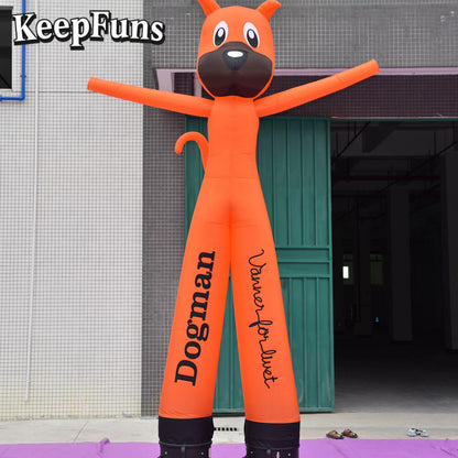 KeepFuns Orange Cute Dog Shape Inflatable Dancer Advertising Model Activity Drainage Inflatable Model Outdoor Promotional Props
