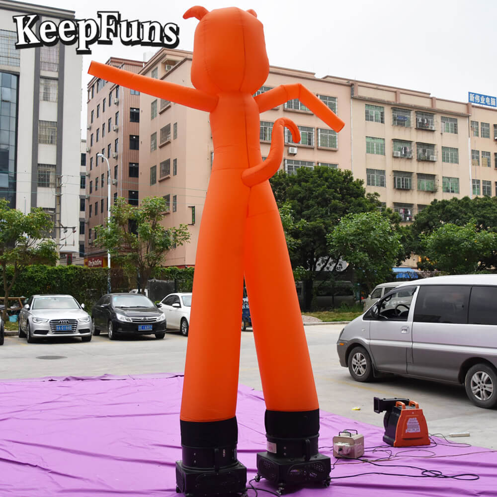 KeepFuns Orange Cute Dog Shape Inflatable Dancer Advertising Model Activity Drainage Inflatable Model Outdoor Promotional Props