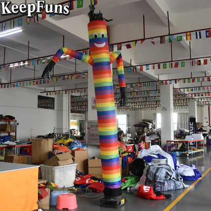 KeepFuns Rainbow Stripe Inflatable Dancer Advertising Model Humanoid Inflatable Model Activity Drainage Promotional Props