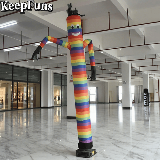 KeepFuns Rainbow Stripe Inflatable Dancer Advertising Model Humanoid Inflatable Model Activity Drainage Promotional Props