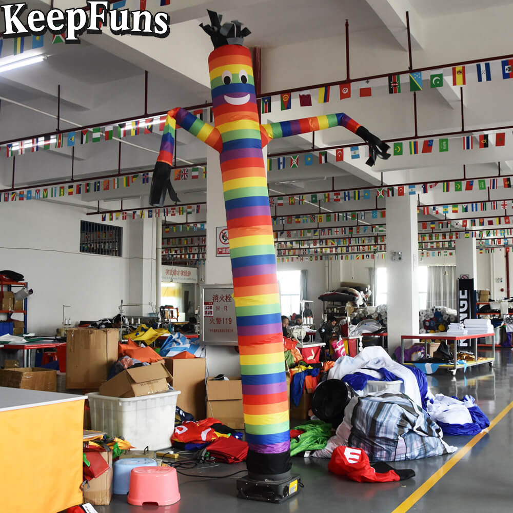 KeepFuns Rainbow Stripe Inflatable Dancer Advertising Model Humanoid Inflatable Model Activity Drainage Promotional Props