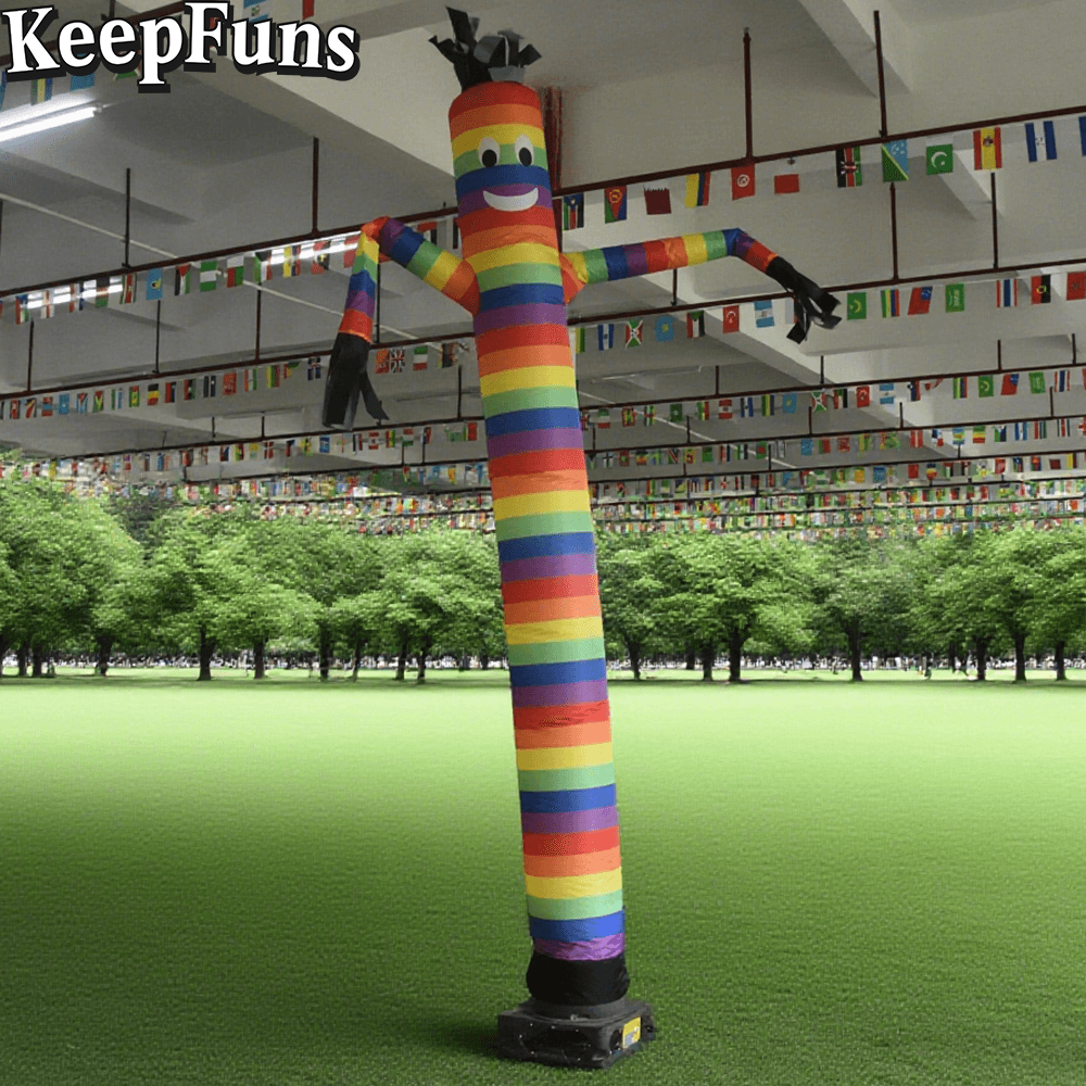 KeepFuns Rainbow Stripe Inflatable Dancer Advertising Model Humanoid Inflatable Model Activity Drainage Promotional Props