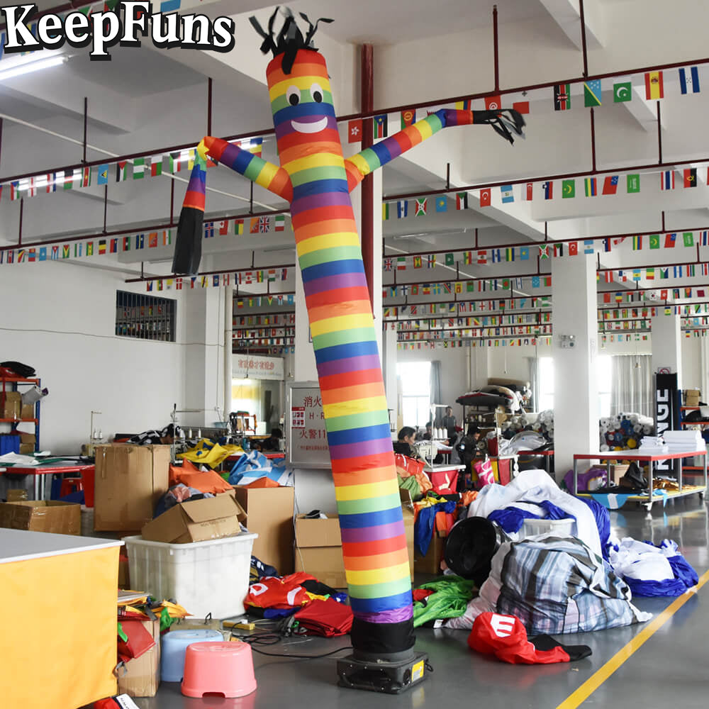 KeepFuns Rainbow Stripe Inflatable Dancer Advertising Model Humanoid Inflatable Model Activity Drainage Promotional Props