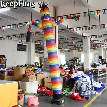 KeepFuns Rainbow Stripe Inflatable Dancer Advertising Model Humanoid Inflatable Model Activity Drainage Promotional Props