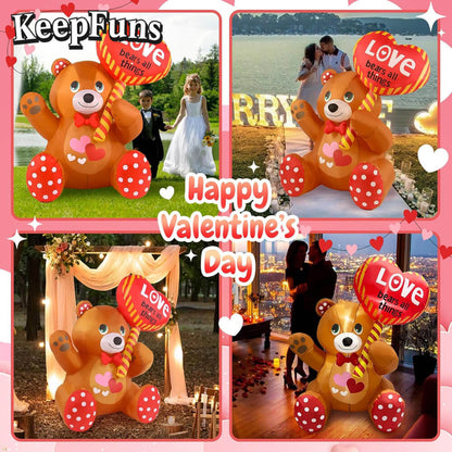 KeepFuns Valentine's Day Bear Heart Inflatable Decoration - Outdoor Garden Romantic Holiday Inflatable Model