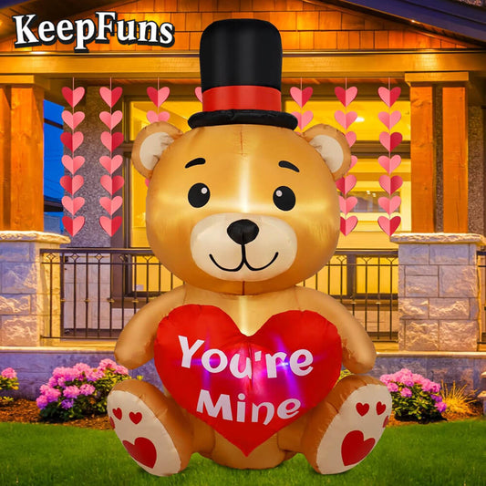 KeepFuns Valentine's Day Bear Inflatable Decoration - Outdoor, Yard, Indoor Romantic Holiday Inflatable Model