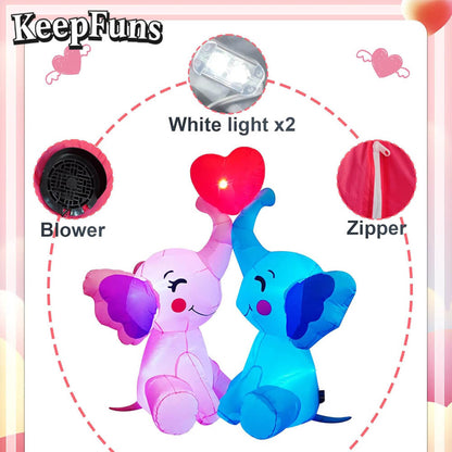 KeepFuns Valentine's Day Elephant Heart Inflatable Decoration - Outdoor and Indoor Romantic Holiday Inflatable Model