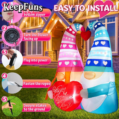 KeepFuns Valentine's Day Elf Couple Inflatable Decoration - Outdoor Courtyard Indoor Romantic Festival Inflatable Model
