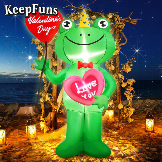 KeepFuns Valentine's Day Frog Inflatable Decoration - Outdoor Beach Indoor Romantic Holiday Inflatable Model