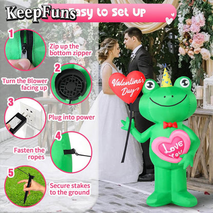 KeepFuns Valentine's Day Frog Inflatable Decoration - Outdoor Beach Indoor Romantic Holiday Inflatable Model