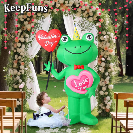 KeepFuns Valentine's Day Frog Inflatable Decoration - Outdoor Beach Indoor Romantic Holiday Inflatable Model