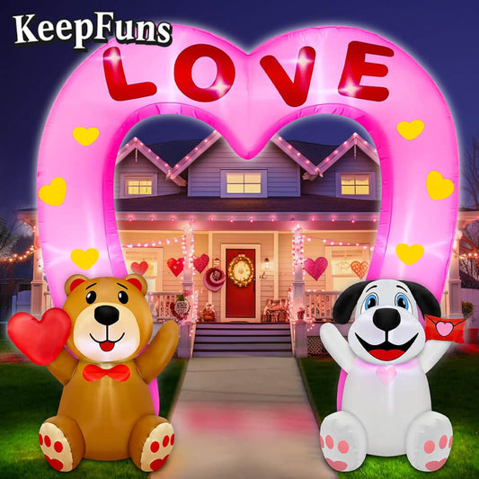 KeepFuns Valentine's Day Heart Arch Inflatable Decoration - Outdoor Courtyard Romantic Festival Inflatable Model