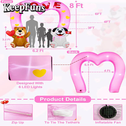 KeepFuns Valentine's Day Heart Arch Inflatable Decoration - Outdoor Courtyard Romantic Festival Inflatable Model