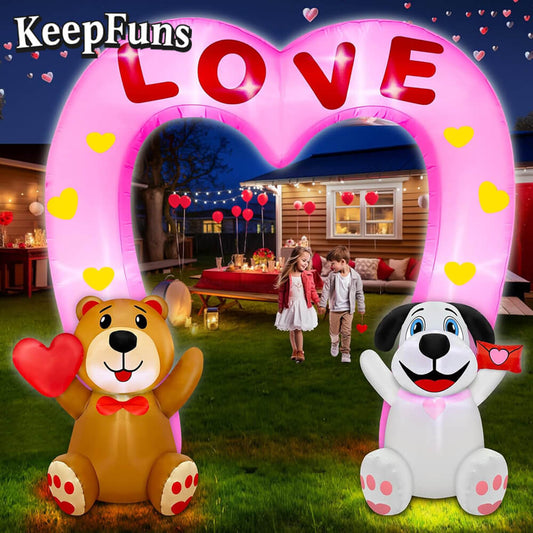KeepFuns Valentine's Day Heart Arch Inflatable Decoration - Outdoor Courtyard Romantic Festival Inflatable Model