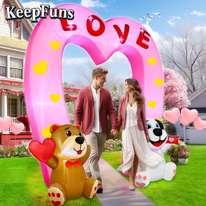 KeepFuns Valentine's Day Heart Arch Inflatable Decoration - Outdoor Courtyard Romantic Festival Inflatable Model